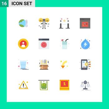 Modern Set of 16 Flat Colors and symbols such as user communication monster analytics paling Editable Pack of Creative Vector Design Elements