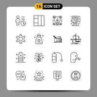 16 Universal Outline Signs Symbols of gear paint ideas arts camera Editable Vector Design Elements