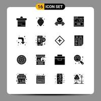 Set of 16 Modern UI Icons Symbols Signs for right arrows dumbbell style internet Editable Vector Design Elements