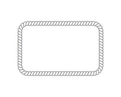 Rectangle rope frame for photo or picture in retro yacht style. Design element in maritime style for print and decoration vector