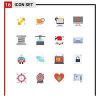 Universal Icon Symbols Group of 16 Modern Flat Colors of coil design shopping setting cart Editable Pack of Creative Vector Design Elements