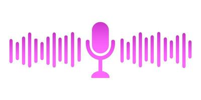Radio microphone and sound wave. Podcast, voice record, online concert concept vector