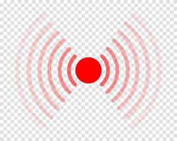 Red pain point icon. Hurt symbol. Ache localization sign. Radar or sonar wave isolated on transparent background vector