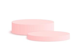 podios redondos de color rosa. maqueta de pedestal vacío para cosméticos, presentación de productos. plataforma de exhibición cilíndrica limpia