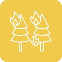 iconos de fondo de esquina redonda de línea de incendios forestales vector