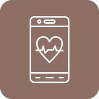 Mobile Heart Rate Line Round Corner Background Icons vector