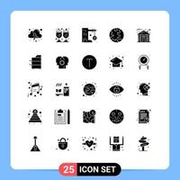 25 Universal Solid Glyphs Set for Web and Mobile Applications forest online holiday internet tire swing Editable Vector Design Elements