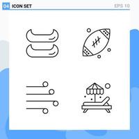 Modern 4 Line style icons Outline Symbols for general use Creative Line Icon Sign Isolated on White Background 4 Icons Pack vector