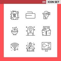 9 Icon Pack Line Style Outline Symbols on White Background Simple Signs for general designing