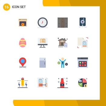 16 Universal Flat Color Signs Symbols of file backup time wood logistic Editable Pack of Creative Vector Design Elements