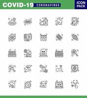 25 line coronavirus epidemic icon pack suck as online medical vomit healthcare people viral coronavirus 2019nov disease Vector Design Elements