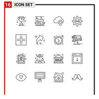 Pack of 16 creative Outlines of signs arrows pin process develop Editable Vector Design Elements