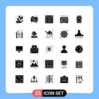 Pictogram Set of 25 Simple Solid Glyphs of movie cinema ui radio frequency Editable Vector Design Elements