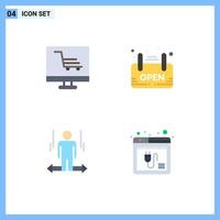 Mobile Interface Flat Icon Set of 4 Pictograms of development man startup signage left Editable Vector Design Elements