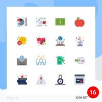 Flat Color Pack of 16 Universal Symbols of discount bubble statistic food money Editable Pack of Creative Vector Design Elements