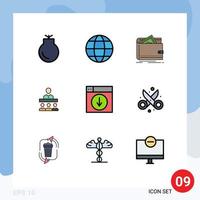 Set of 9 Modern UI Icons Symbols Signs for web teamwork cash team purse Editable Vector Design Elements