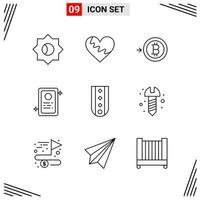 9 Icons Line Style Grid Based Creative Outline Symbols for Website Design Simple Line Icon Signs Isolated on White Background 9 Icon Set vector