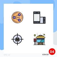 4 Universal Filledline Flat Colors Set for Web and Mobile Applications share target media phone achievements Editable Vector Design Elements