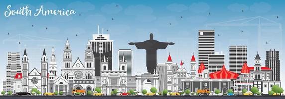 South America Skyline with Famous Landmarks.