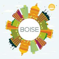 Boise USA Skyline with Color Buildings, Blue Sky and Copy Space. vector