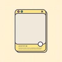 Social media post interface in retro design style. Social media feed mock up. vector