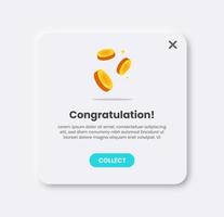 Reward pop up illustration in light neomorphic design style. User interface element. vector