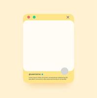 Social media post interface in solid design style. Social media feed mock up. vector