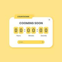 Countdown panel in solid design style. Cooming soon interface template. vector