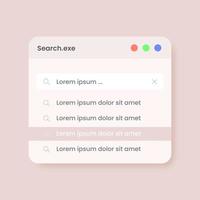 Search panel interface in solid design style. Search bar vector illustration.