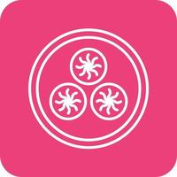 Dim Sum Line Round Corner Background Icons vector