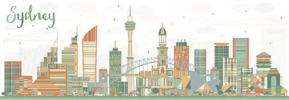 Sydney Australia Skyline with Color Buildings. vector