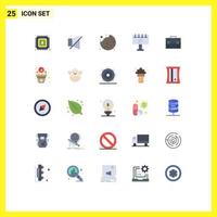 Modern Set of 25 Flat Colors Pictograph of documents business cookie briefcase slogan Editable Vector Design Elements