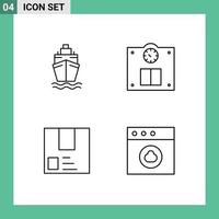 Set of 4 Vector Filledline Flat Colors on Grid for ship package floor deliver shipment Editable Vector Design Elements