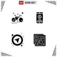 4 Icons Solid Style Grid Based Creative Glyph Symbols for Website Design Simple Solid Icon Signs Isolated on White Background 4 Icon Set vector