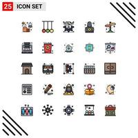 Set of 25 Commercial Filled line Flat Colors pack for robbery hacker sport detective setting Editable Vector Design Elements