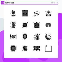 Pack of 16 creative Solid Glyphs of construction building web avatar celebtare Editable Vector Design Elements