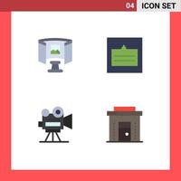 User Interface Pack of 4 Basic Flat Icons of future camera technology links projector Editable Vector Design Elements