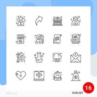 16 iconos creativos signos y símbolos modernos de aplicaciones agregan seguridad bancaria confirman elementos de diseño vectorial editables vector