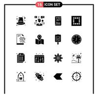 Group of 16 Solid Glyphs Signs and Symbols for location server group file layout Editable Vector Design Elements