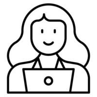 Programmer Female Line Icon vector