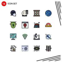 16 Creative Icons Modern Signs and Symbols of currency badges frame education globe Editable Creative Vector Design Elements