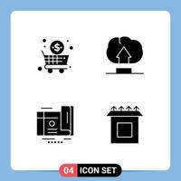 Pictogram Set of 4 Simple Solid Glyphs of business gift shopping user box Editable Vector Design Elements