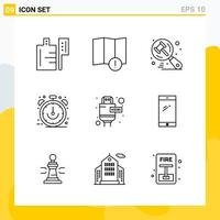 Collection of 9 Universal Line Icons Icon Set for Web and Mobile vector