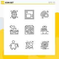 Collection of 9 Universal Line Icons Icon Set for Web and Mobile vector