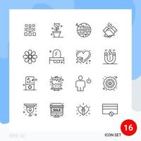 Set of 16 Vector Outlines on Grid for design work moon themes earth Editable Vector Design Elements