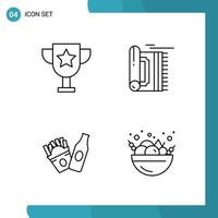 Vector Pack of 4 Outline Symbols Line Style Icon Set on White Background for Web and Mobile