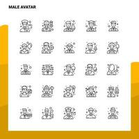 conjunto de iconos de línea de avatar masculino conjunto de 25 iconos diseño de estilo minimalista vectorial conjunto de iconos negros paquete de pictogramas lineales vector