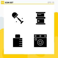 colección de 4 iconos sólidos universales conjunto de iconos para web y móvil vector