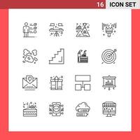 16 User Interface Outline Pack of modern Signs and Symbols of dust hobby flag hobbies brush Editable Vector Design Elements