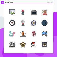 16 Thematic Vector Flat Color Filled Lines and Editable Symbols of heart teacher calendar money education Editable Creative Vector Design Elements